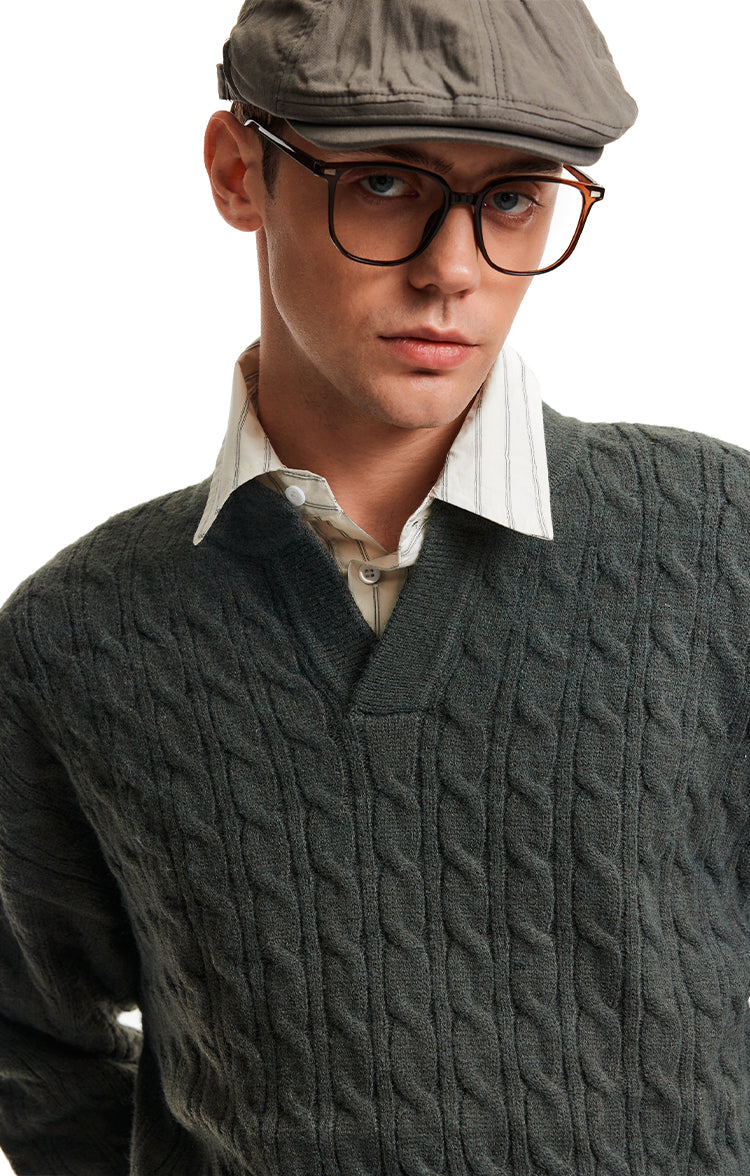 MADWITCH CABLE VEE SWEATER #25716