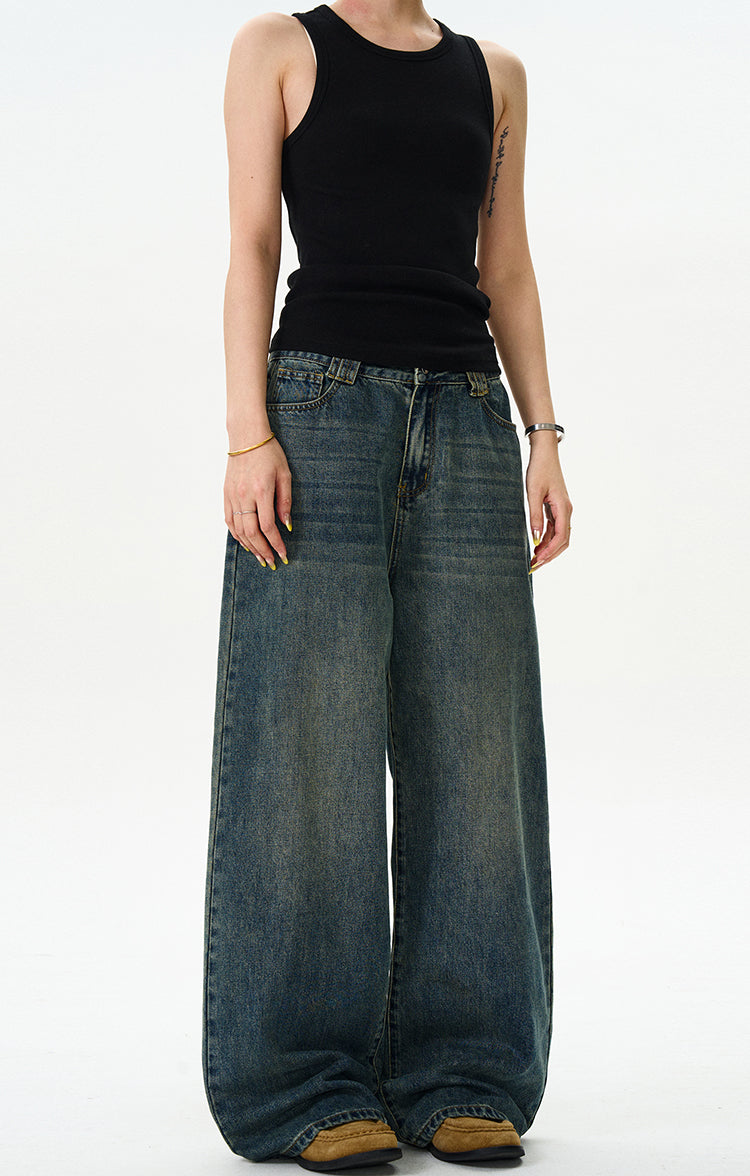 MADWITCH WASHED STRAIGHT-LEG JEANS #L501