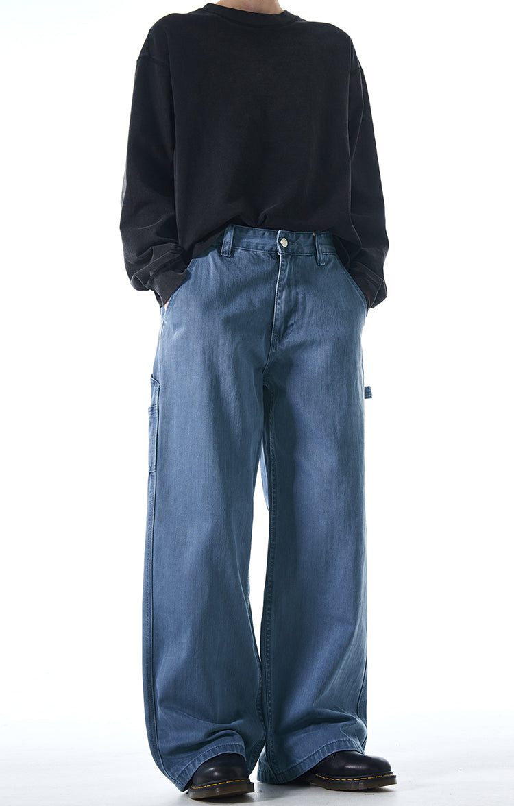 MADWITCH STRAIGHT-LEG FRENCH WORK DENIM PANTS #F9009
