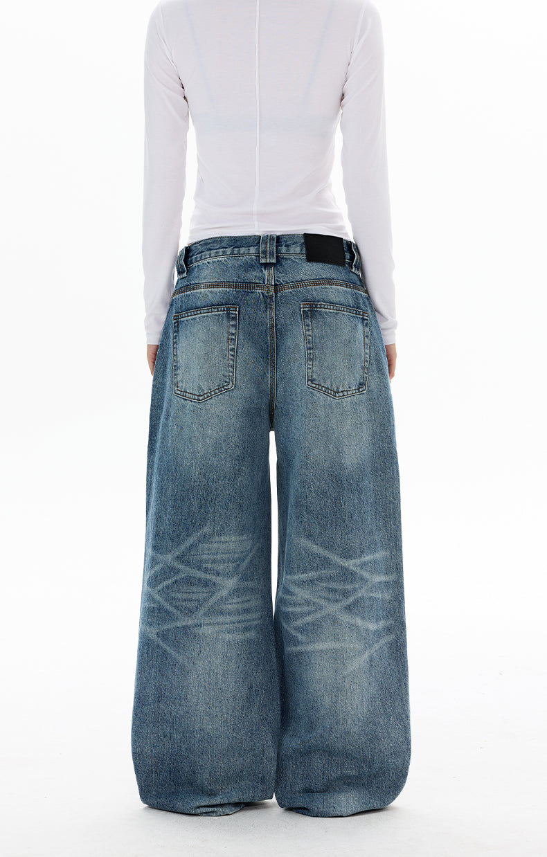 MADWITCH WHISKER WASH WIDE LEG JEANS #GPC9771