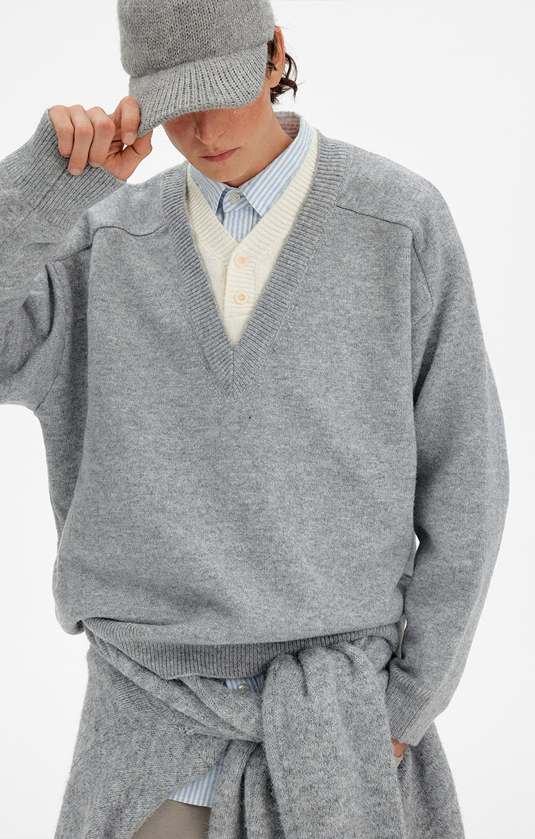 MADWITCH RETRO LAYERED V-NECK SWEATER #68930