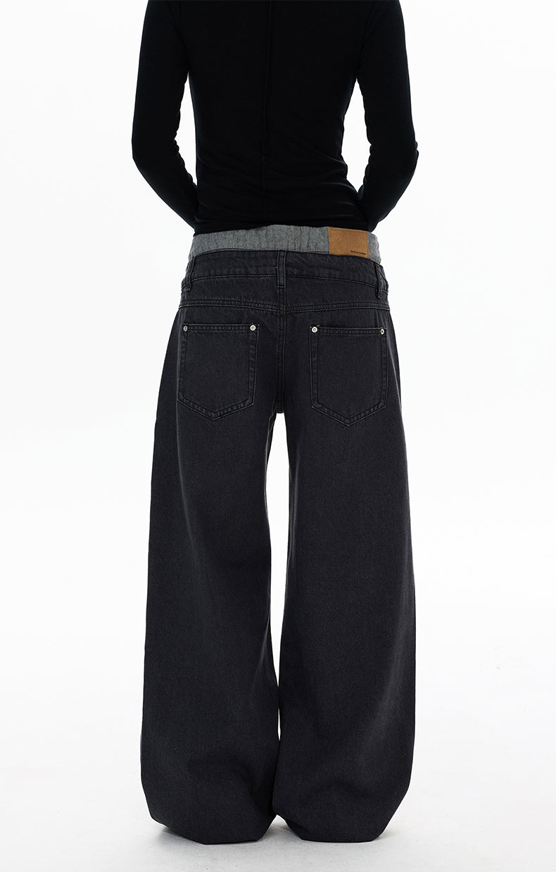 MADWITCH DOUBLE WAISTBAND WIDE JEANS #G6916