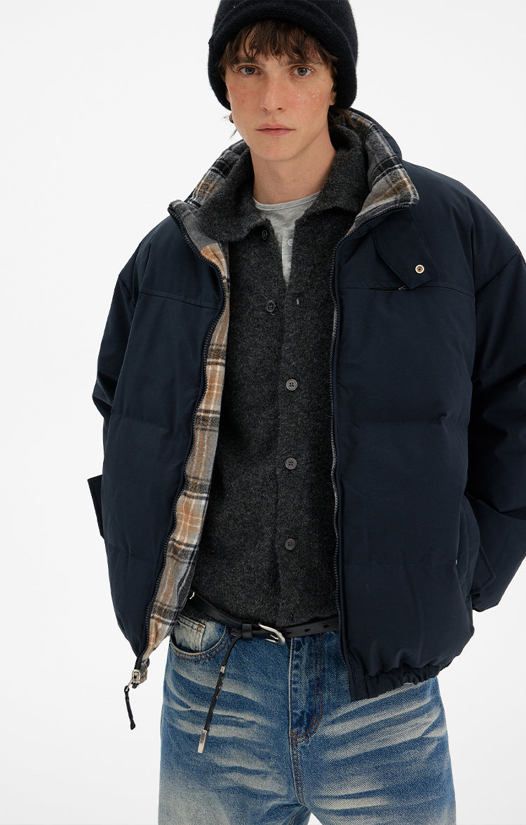 MADWITCH REVERSIBLE PLAID PUFFER JACKET #254YR10160