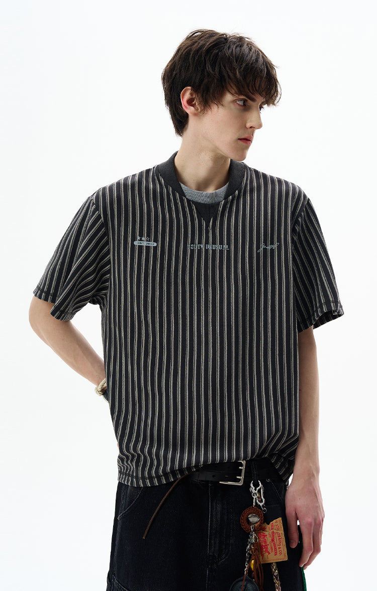MADWITCH VINTAGE STRIPED TEE #X006