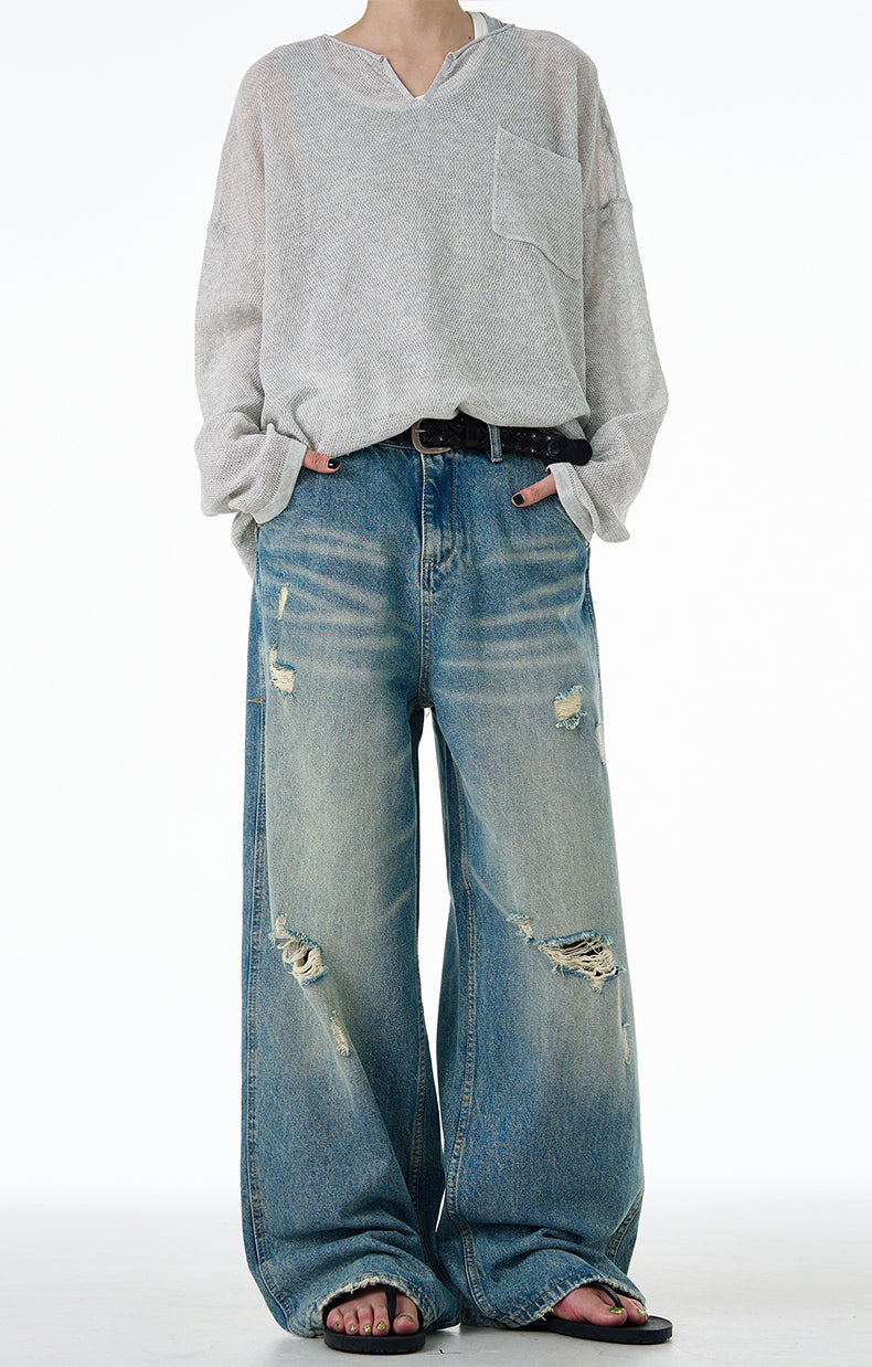 MADWITCH DISTRESSED WASHED DENIM JEANS #CK9555