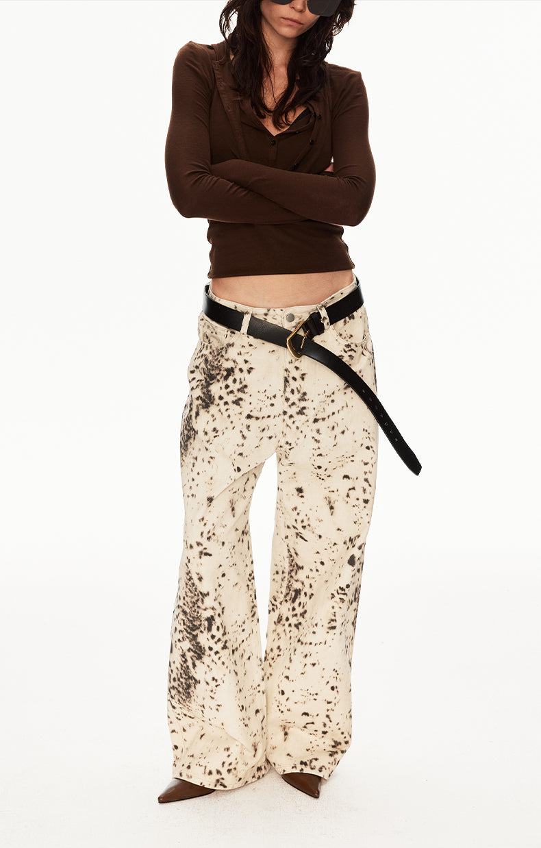 MADWIT LEOPARD PRINT JEANS #DR6998