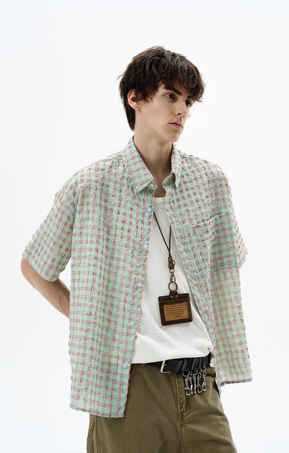 MADWITCH SEERSUCKER CHECK SHIRT #CR238