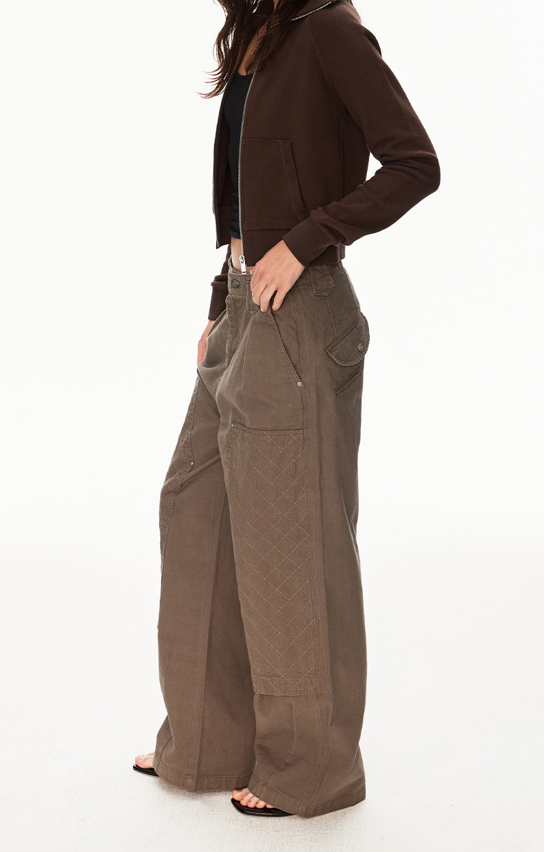 MADWIT PATCHWORK PLEATED WORK PANTS #CK6939
