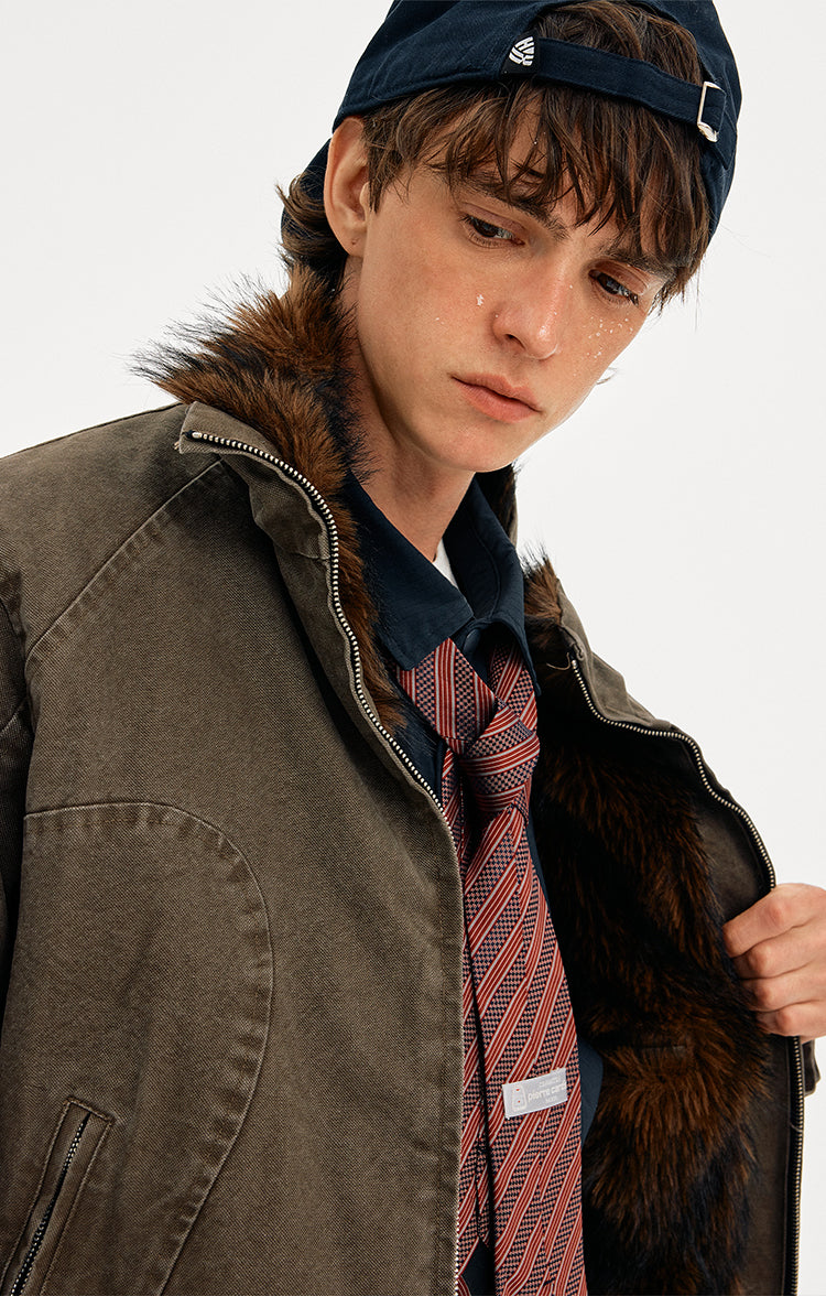 MADWITCH DECONSTRUCTED VINTAGE QUILTED FUR JACKET #AW25163