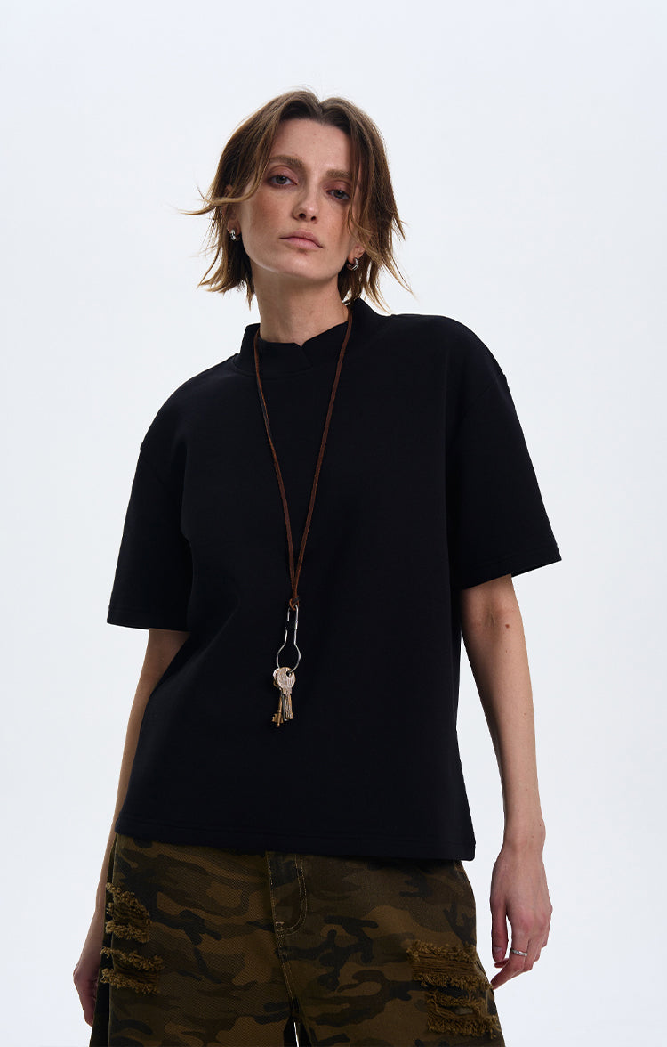 MADWITCH MINIMALIST SMALL COLLAR T-SHIRT #241316