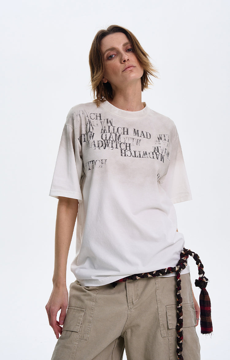 MADWITCH LETTER PRINT SHORT SLEEVE #MD3635