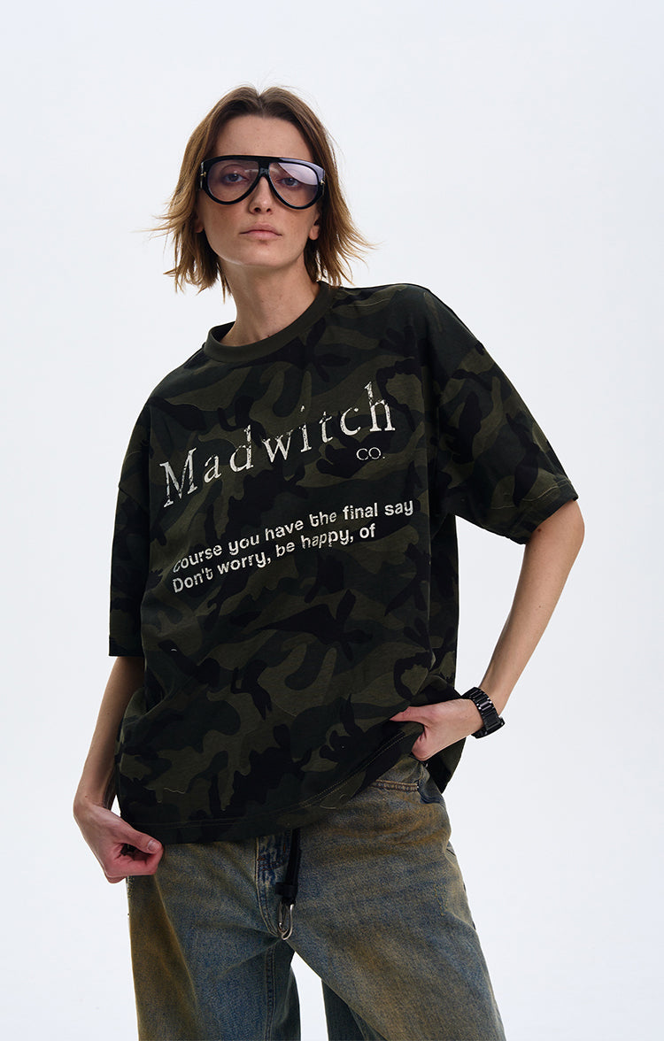 MADWITCH CAMO PRINT SHORT-SLEEVE T-SHIRT #MD4152