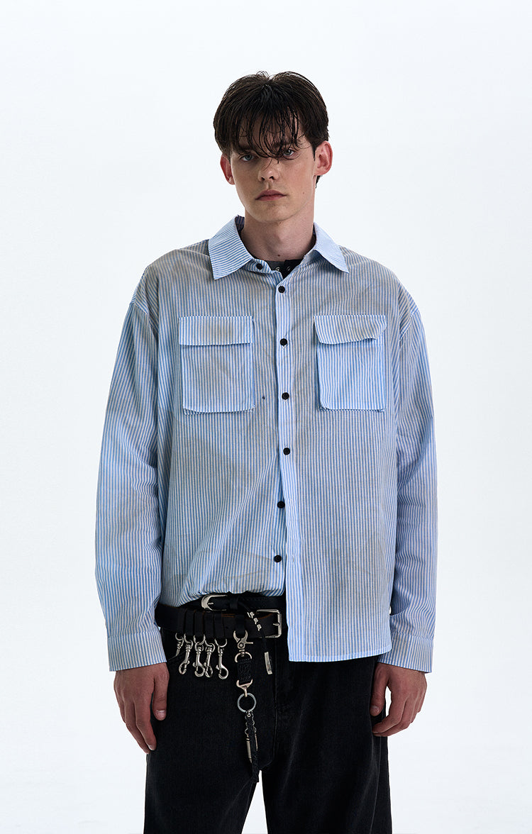MADWITCH DIRTYFIT STRIPED BUTTON-UP SHIRT #L832