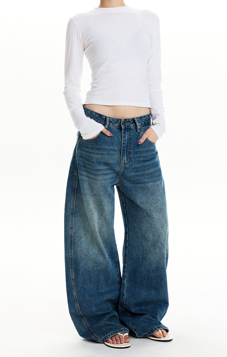 MADWIT FADED WASH WIDE JEANS #CK5571