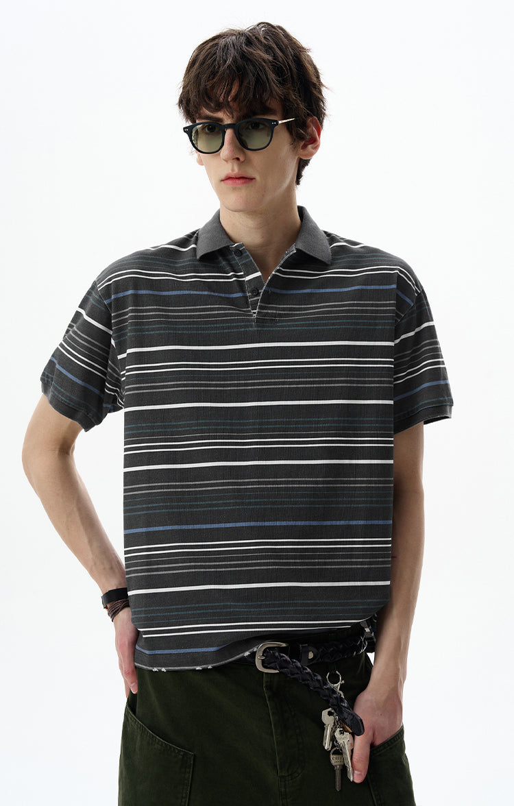 MADWITCH STRIPED POLO SHIRT #0244