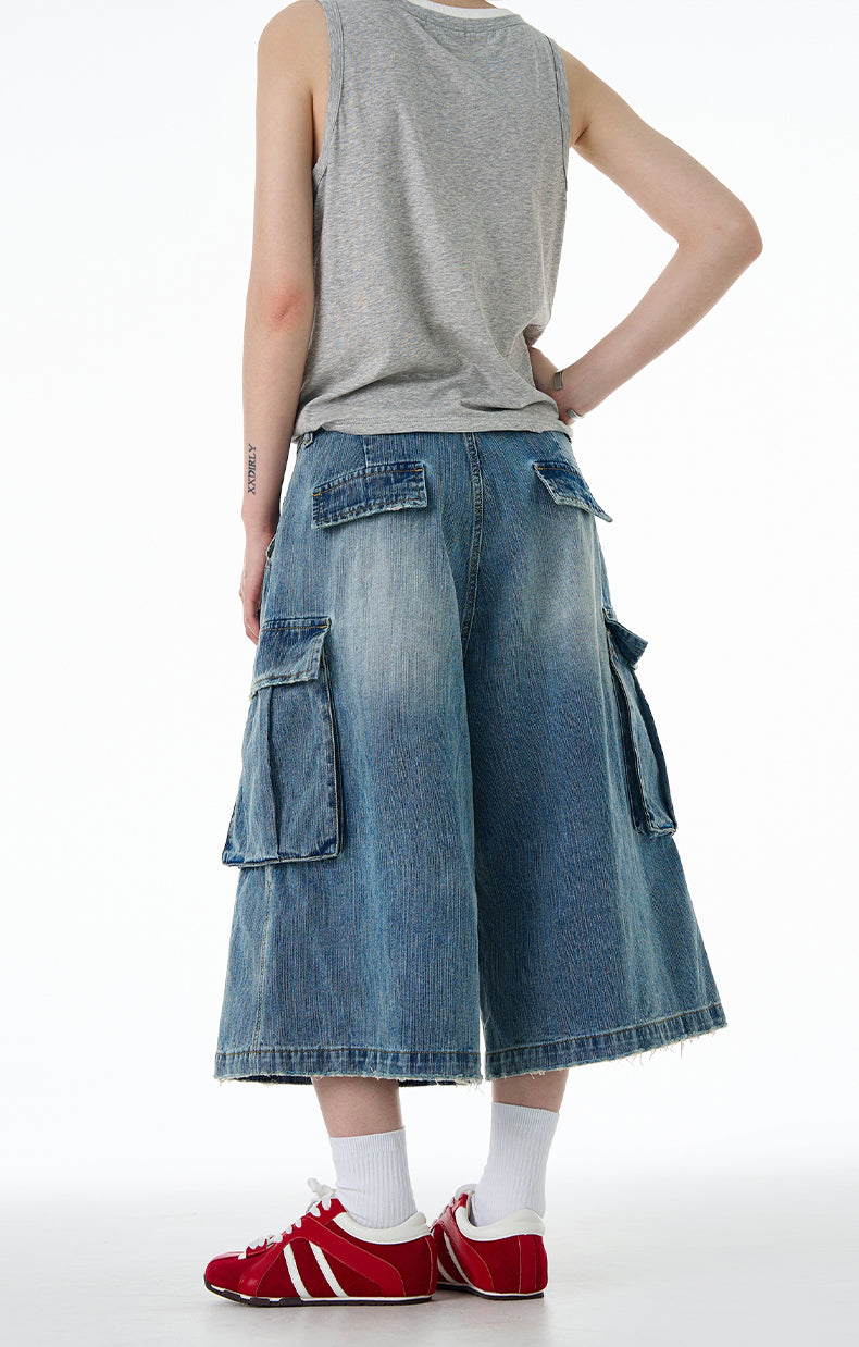 MADWITCH LOOSE CROP CARGO JEANS #9676