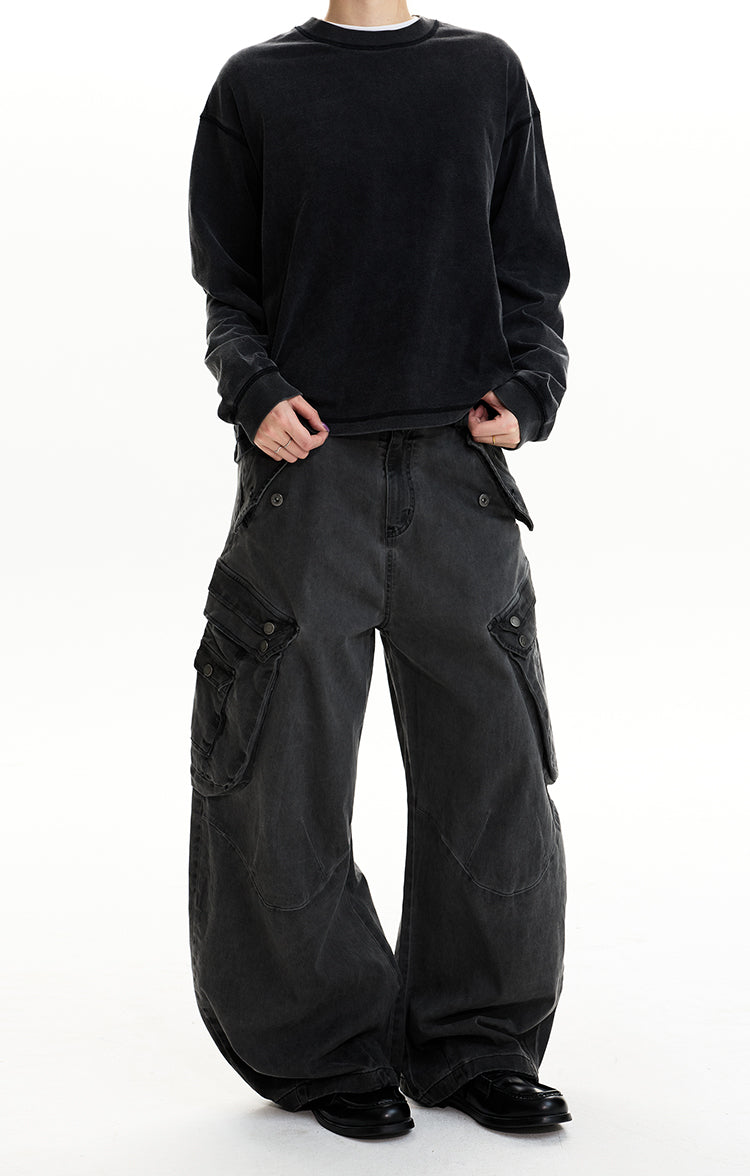 MADWIT DISTRESSED WIDE WORK PANTS #CK6932