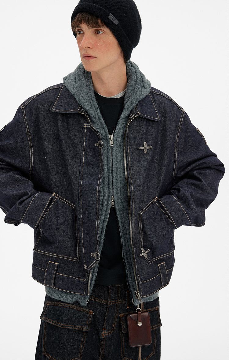 MADWITCH DECONSTRUCTED FLIGHT DENIM JACKET #DY3002