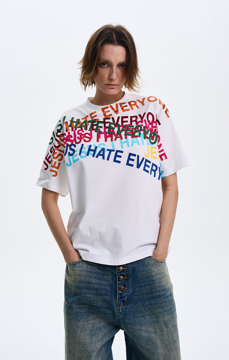 MADWITCH ORIGINAL LETTER PRINT T-SHIRT #MD4113