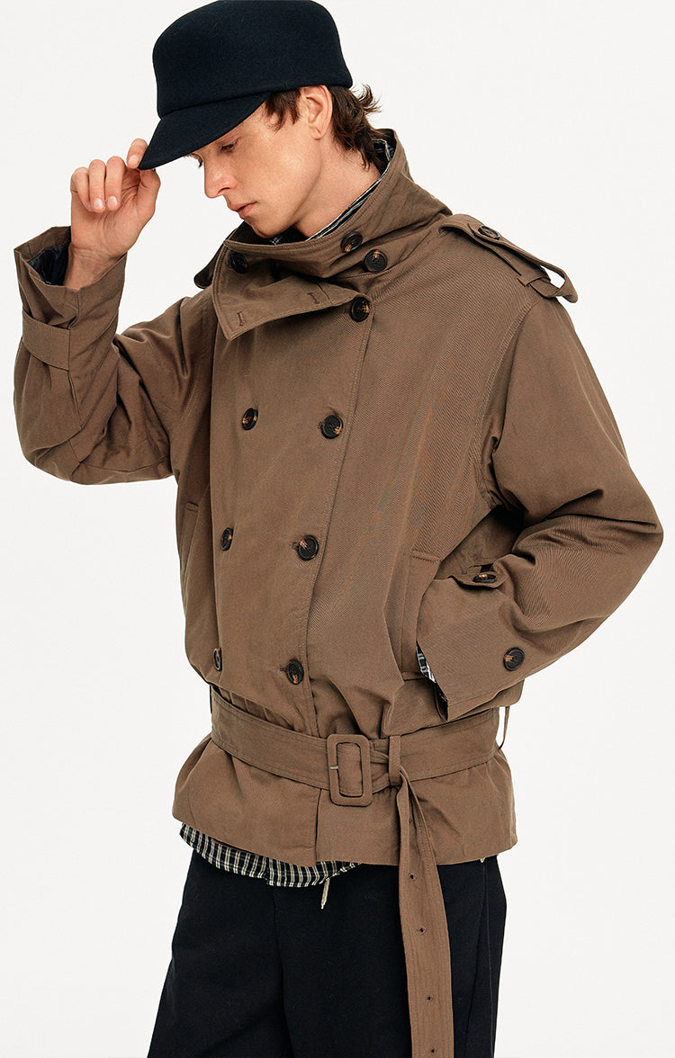 MADWITCH DOUBLE BREASTED STAND COLLAR COAT #BM434