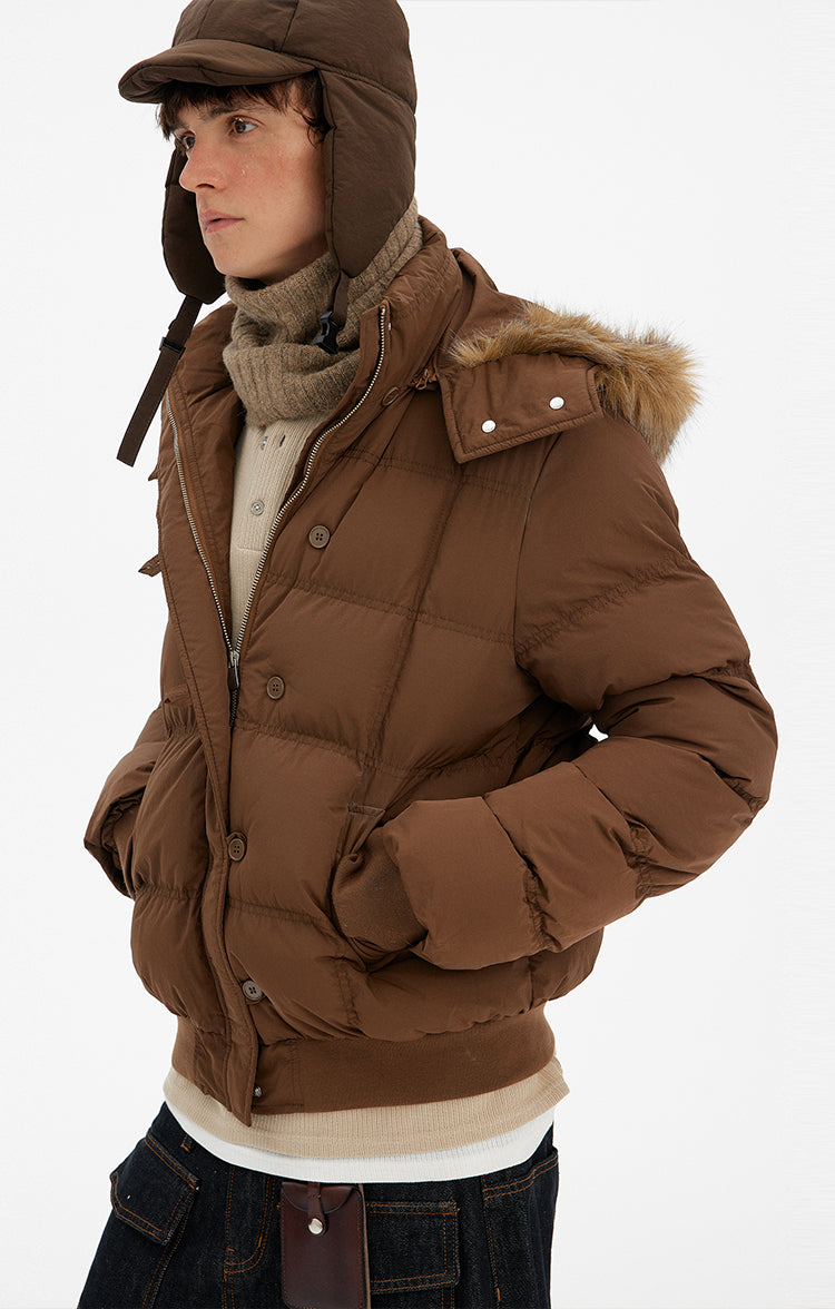 MADWITCH HOODED FUR COLLAR PUFFER JACKET #MF8602