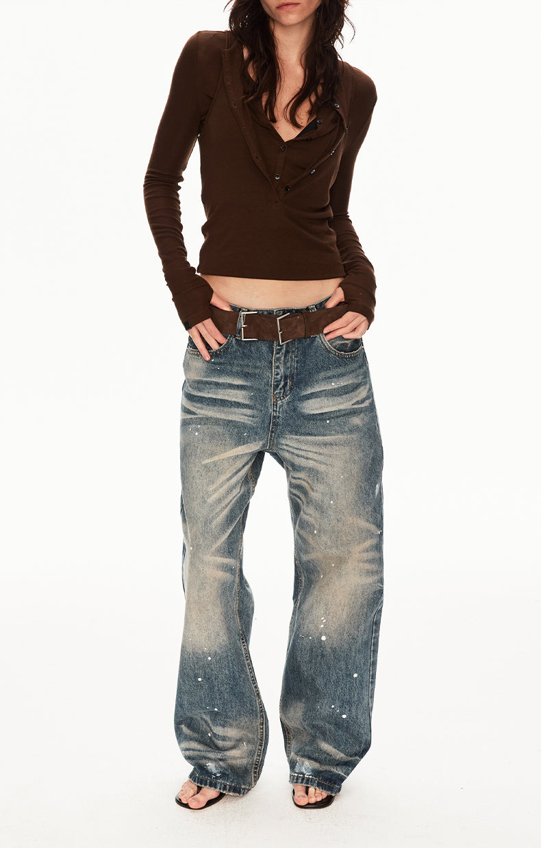 MADWIT INK SPLATTER JEANS #G6942