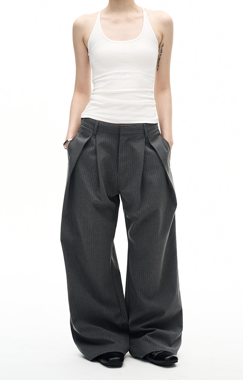 MADWITCH STRIPED WIDE LEG TROUSERS #C923