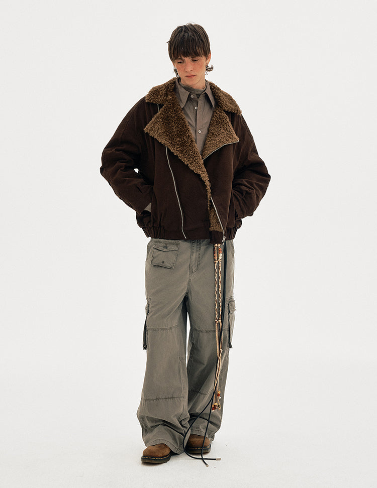 MADWITCH DIAGONAL FUR JACKET #MY0212