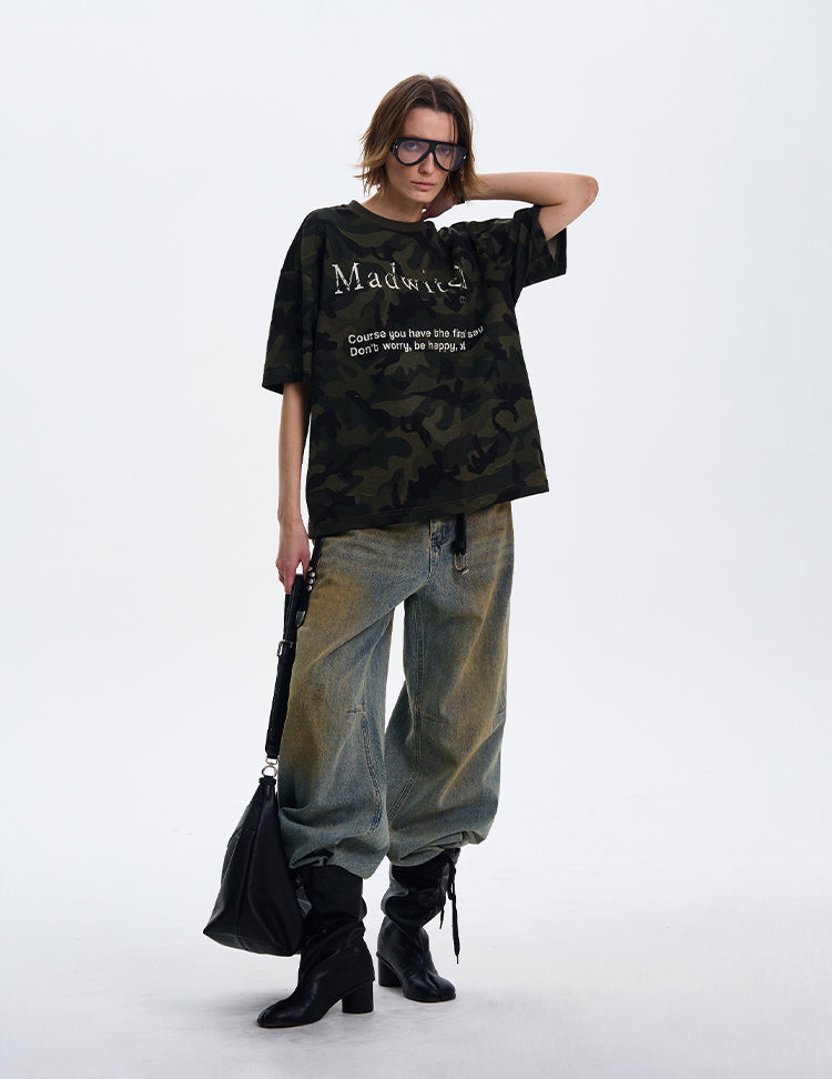 MADWITCH CAMO PRINT SHORT-SLEEVE T-SHIRT #MD4152