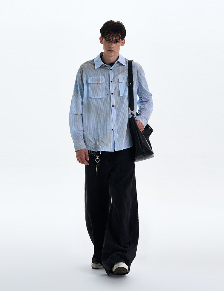 MADWITCH DIRTYFIT STRIPED BUTTON-UP SHIRT #L832