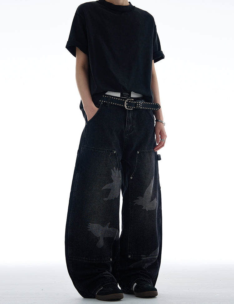 MADWITCH AMERICAN STYLE PEACE DOVE PRINT DENIM JEANS #CK9575