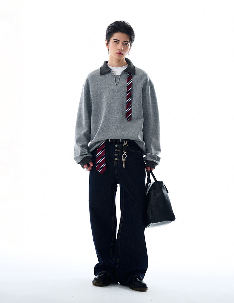 MADWITCH V-NECK MINIMALIST SWEATSHIRT #L567