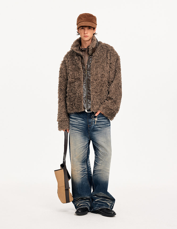 MADWITCH PATCHWORK SHEARLING COLLAR JACKET #256152