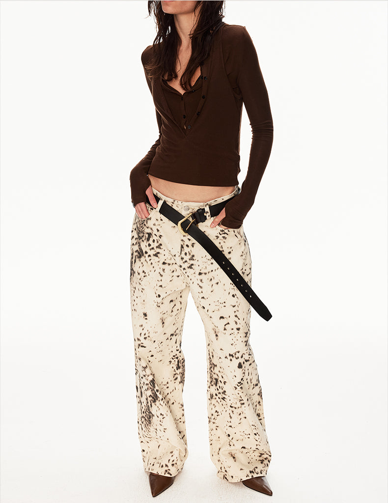 MADWIT LEOPARD PRINT JEANS #DR6998