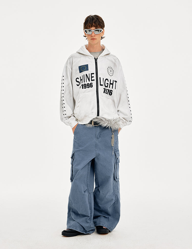 MADWITCH VINTAGE HOODED SWEATSHIRT LETTER PRINT #AW25169