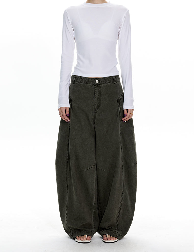 MADWITCH DECONSTRUCTED WASHED WIDE PANTS #A620