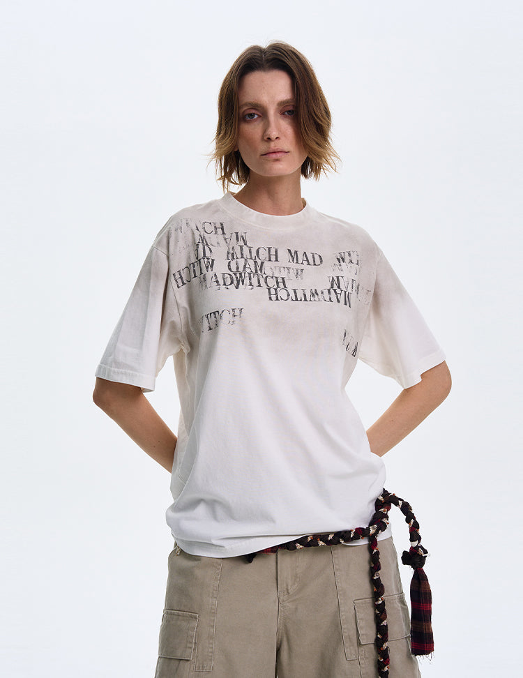 MADWITCH LETTER PRINT SHORT SLEEVE #MD3635
