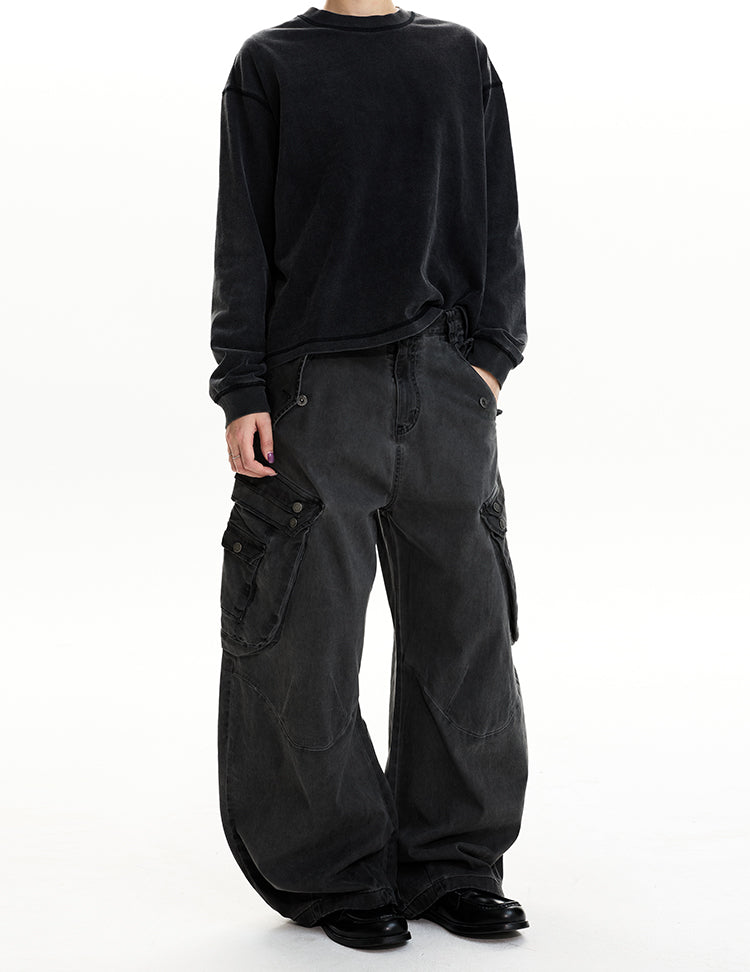 MADWIT DISTRESSED WIDE WORK PANTS #CK6932