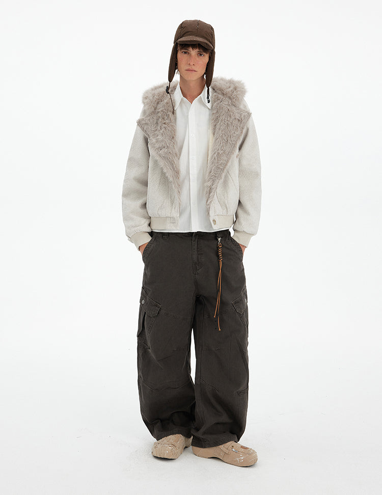 MADWITCH PATCHWORK FUR COLLAR PARKA JACKET #246031
