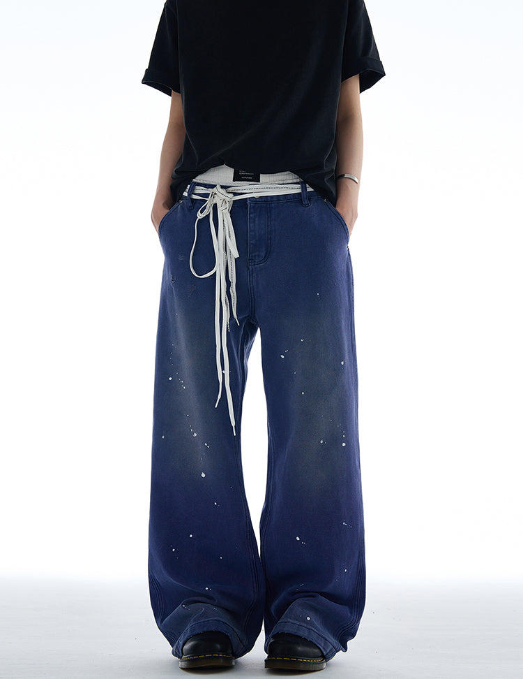 MADWITCH VINTAGE SPLATTERED DENIM JEANS #G6671