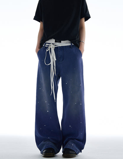 MADWITCH VINTAGE SPLATTERED DENIM JEANS #G6671