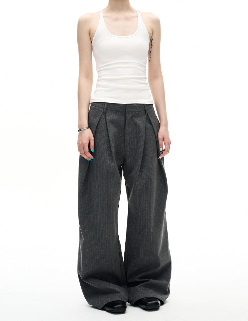 MADWITCH STRIPED WIDE LEG TROUSERS #C923