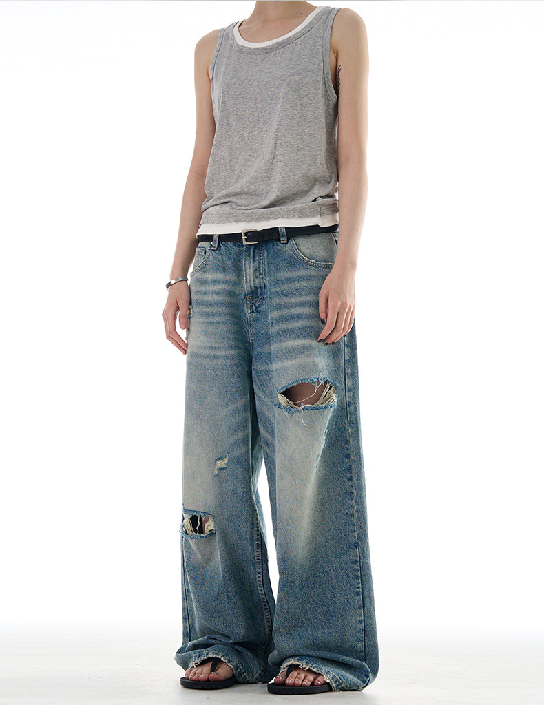 MADWITCH HIGH STREET VIBE DISTRESSED DENIM JEANS #K9559