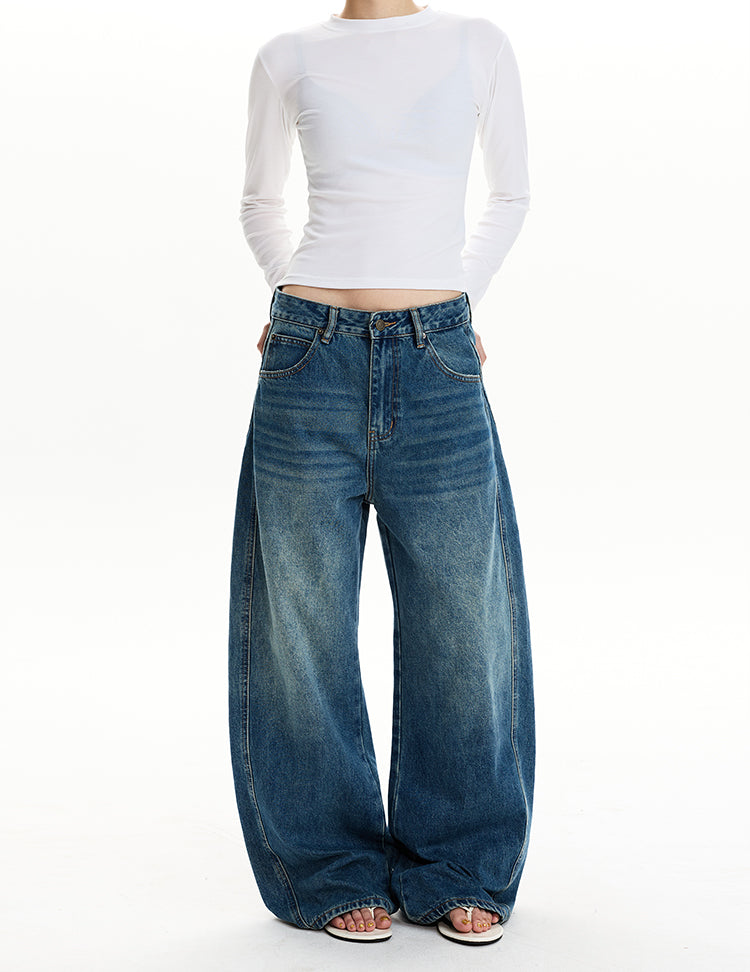 MADWIT FADED WASH WIDE JEANS #CK5571