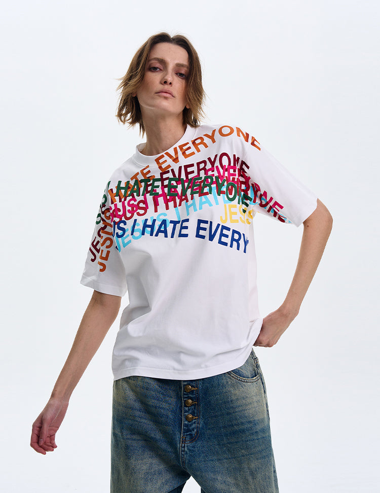 MADWITCH ORIGINAL LETTER PRINT T-SHIRT #MD4113