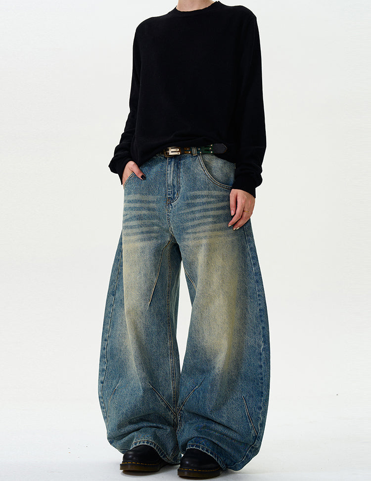 MADWITCH BEND-LEG WIDE-LEG DENIM JEANS #CK9367