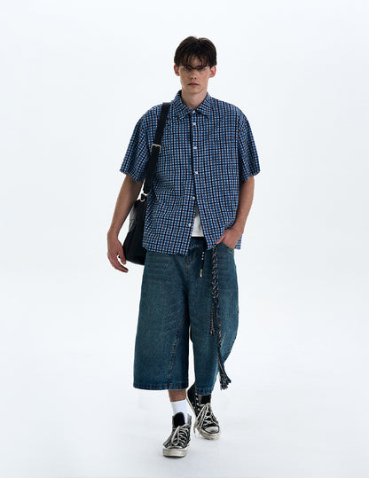 MADWITCH VINTAGE PLAID SHORT SLEEVE SHIRT #RC188