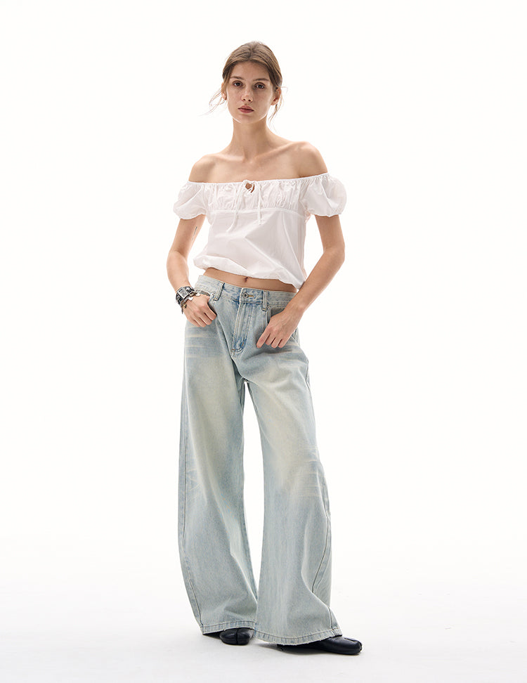 MADWITCH OFF-SHOULDER PUFF SLEEVE TEE #TC82N