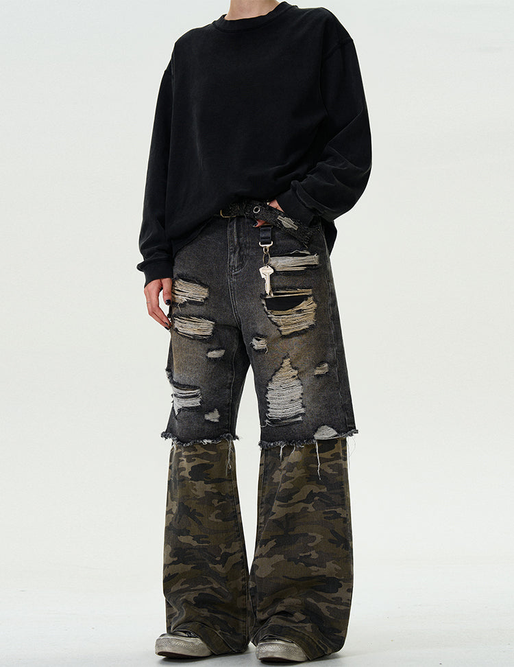 MADWITCH PATCHWORK DISTRESSED DENIM #G6605