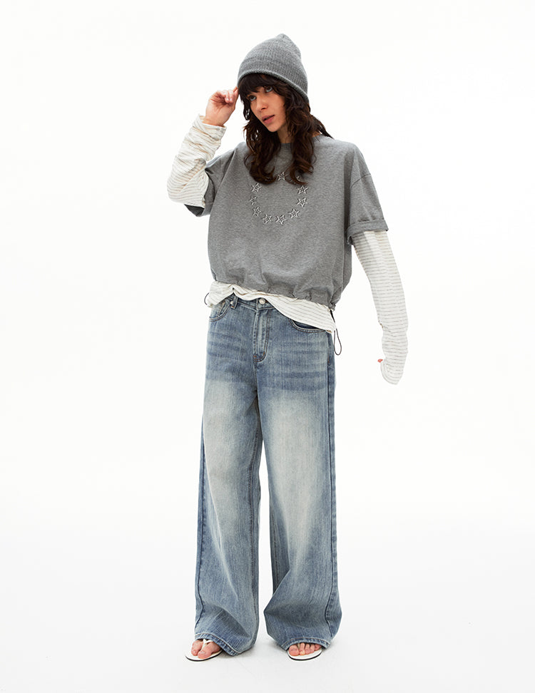 MADWITCH PATCHWORK FAUX LAYER TEE #T633